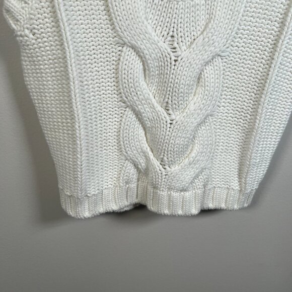 Staud Kind Cable Knit Sweater Vest Size Medium Chunky Cropped White Preppy - Picture 5 of 8
